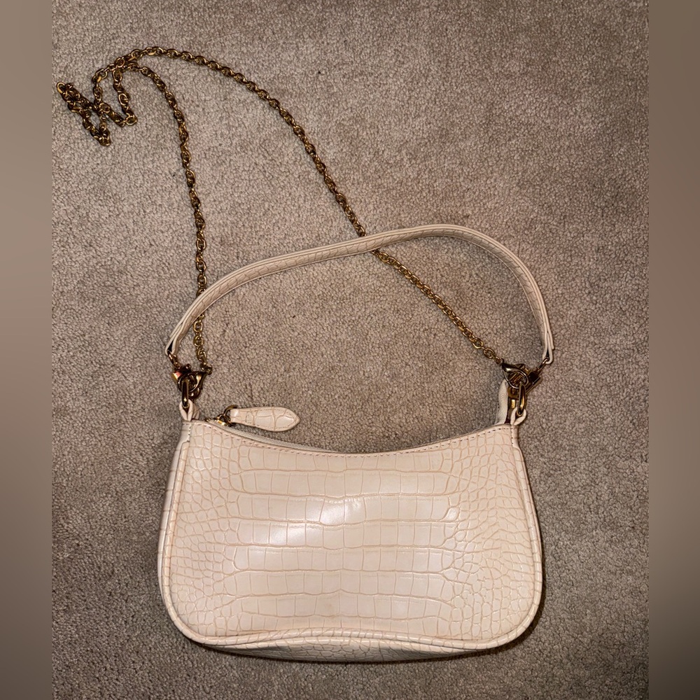 Cream snake shoulder bag